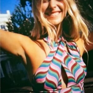 Zara Colorful Halter Crop Top